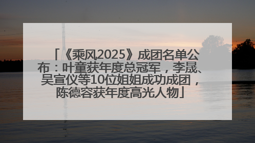 《乘风2025》成团名单公布：叶童获年度总冠军，李晟、吴宣仪等10位姐姐成功成团，陈德容获年度高光人物