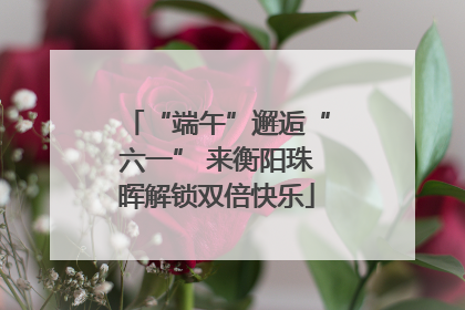 “端午”邂逅“六一” 来衡阳珠晖解锁双倍快乐