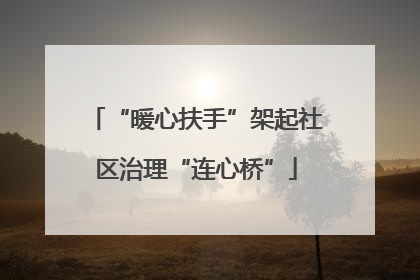 “暖心扶手”架起社区治理“连心桥”