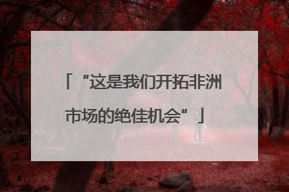 “这是我们开拓非洲市场的绝佳机会”