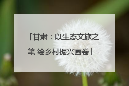 甘肃：以生态文旅之笔 绘乡村振兴画卷