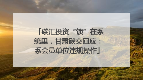 碳汇投资“锁”在系统里，甘肃碳交回应：系会员单位违规操作