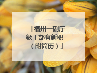 福州一副厅级干部有新职（附简历）