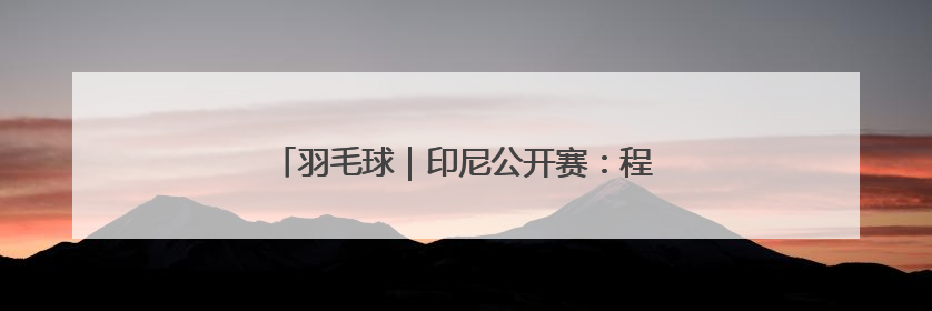 羽毛球｜印尼公开赛：程星/张驰晋级混双八强