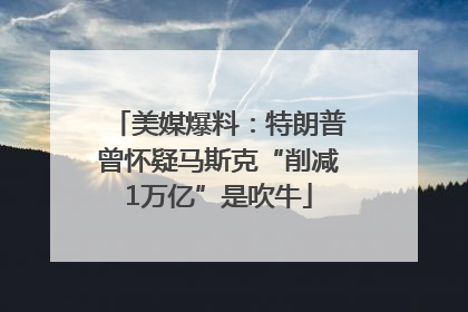 美媒爆料：特朗普曾怀疑马斯克“削减1万亿”是吹牛