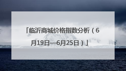 临沂商城价格指数分析（6月19日—6月25日）