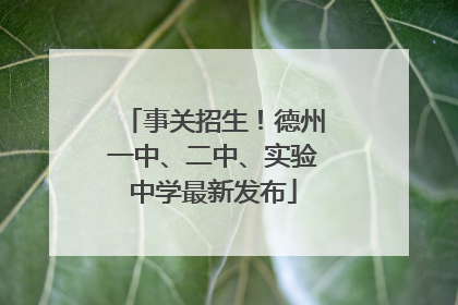 事关招生！德州一中、二中、实验中学最新发布