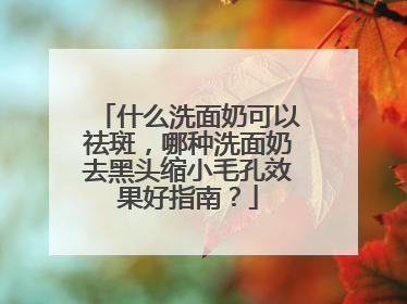 什么洗面奶可以祛斑，哪种洗面奶去黑头缩小毛孔效果好指南？