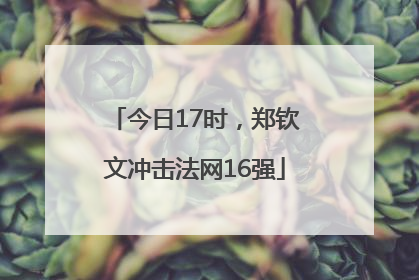 今日17时，郑钦文冲击法网16强