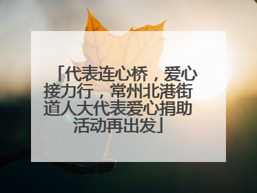 代表连心桥，爱心接力行，常州北港街道人大代表爱心捐助活动再出发