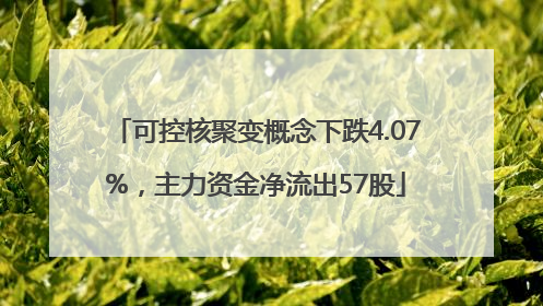 可控核聚变概念下跌4.07%，主力资金净流出57股
