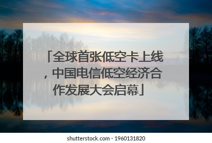 全球首张低空卡上线，中国电信低空经济合作发展大会启幕