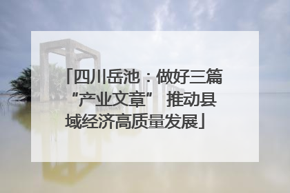 四川岳池：做好三篇“产业文章” 推动县域经济高质量发展