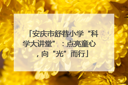 安庆市舒巷小学“科学大讲堂”：点亮童心，向“光”而行