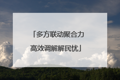 多方联动聚合力 高效调解解民忧