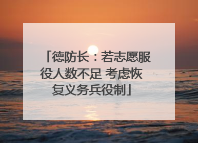 德防长：若志愿服役人数不足 考虑恢复义务兵役制