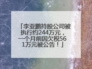 李亚鹏持股公司被执行约244万元，一个月前因欠税561万元被公告！