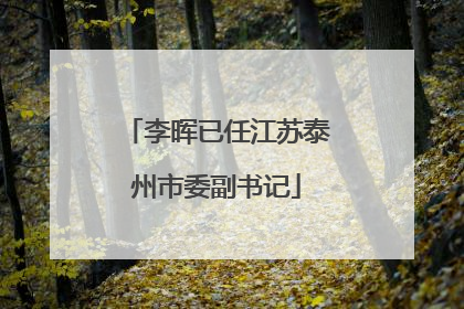 李晖已任江苏泰州市委副书记