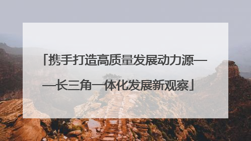 携手打造高质量发展动力源——长三角一体化发展新观察