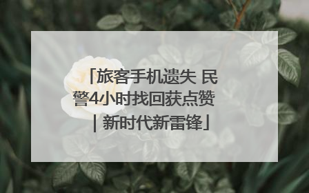 旅客手机遗失 民警4小时找回获点赞｜新时代新雷锋