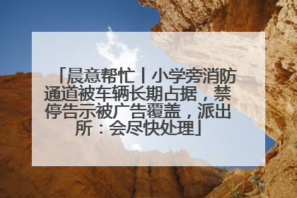 晨意帮忙丨小学旁消防通道被车辆长期占据,禁停告示被广告覆盖,派出所:会尽快处理