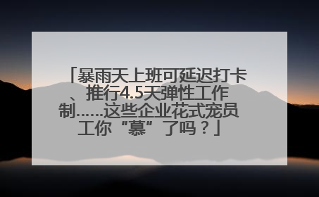 暴雨天上班可延迟打卡、推行4.5天弹性工作制……这些企业花式宠员工你“慕”了吗？