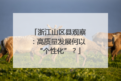 浙江山区县观察：高质量发展何以“个性化”？