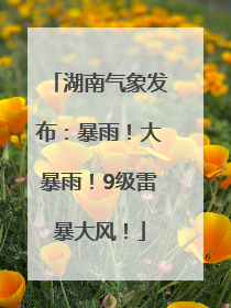 湖南气象发布：暴雨！大暴雨！9级雷暴大风！