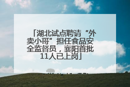 湖北试点聘请“外卖小哥”担任食品安全监督员，襄阳首批11人已上岗