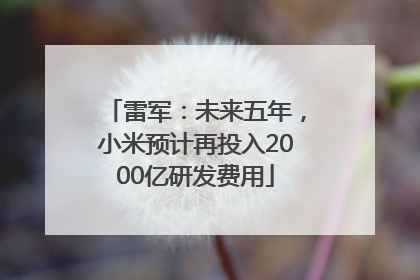 雷军：未来五年，小米预计再投入2000亿研发费用