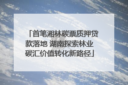 首笔湘林碳票质押贷款落地 湖南探索林业碳汇价值转化新路径