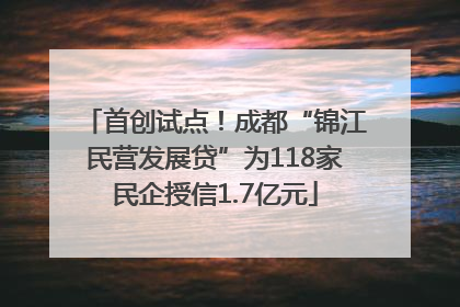 首创试点！成都“锦江民营发展贷”为118家民企授信1.7亿元