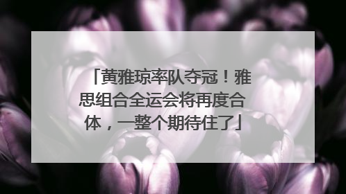 黄雅琼率队夺冠！雅思组合全运会将再度合体，一整个期待住了