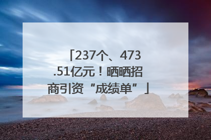 237个、473.51亿元！晒晒招商引资“成绩单”